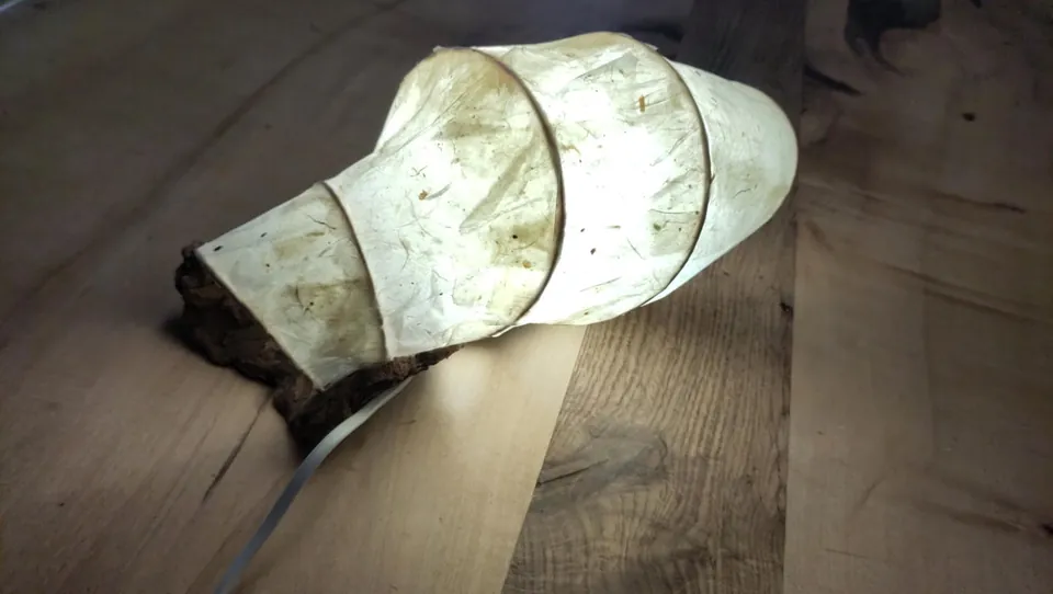 Handgefertigte Leuchte aus Naturpapier