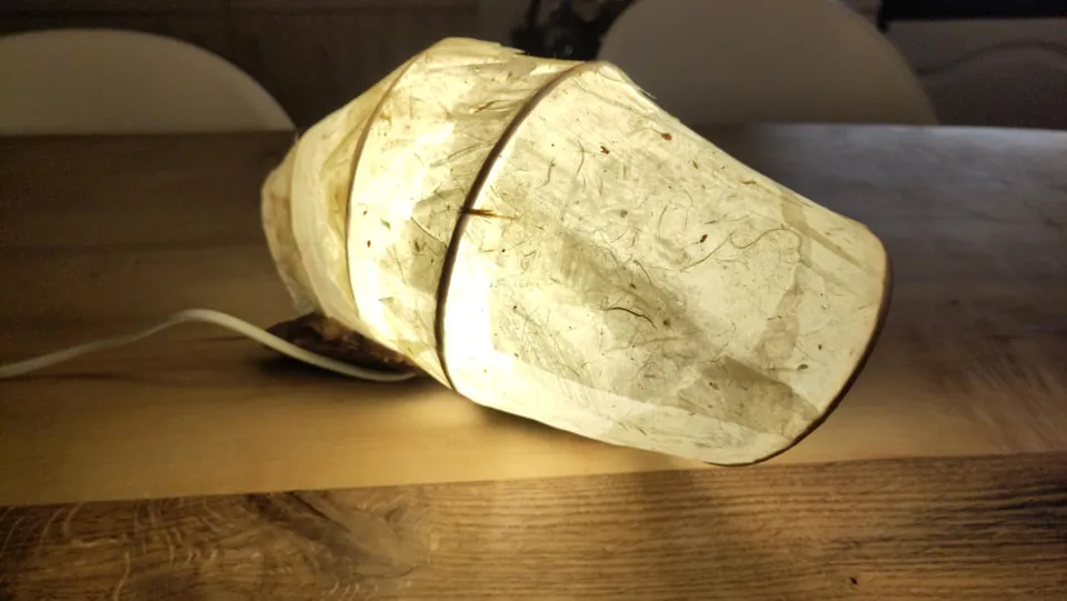 Handgefertigte Leuchte aus Naturpapier